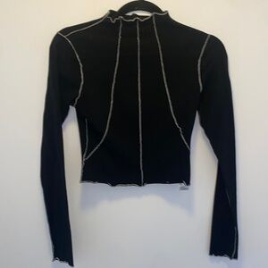 Lettuce Edge Cropped Mock Long Sleeve, size 1